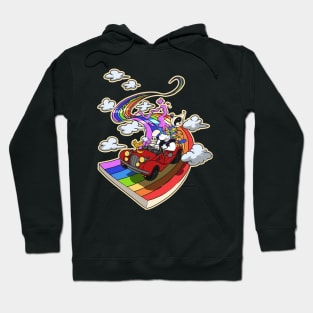 The muscular unicorn and his friends on a road trip Hoodie